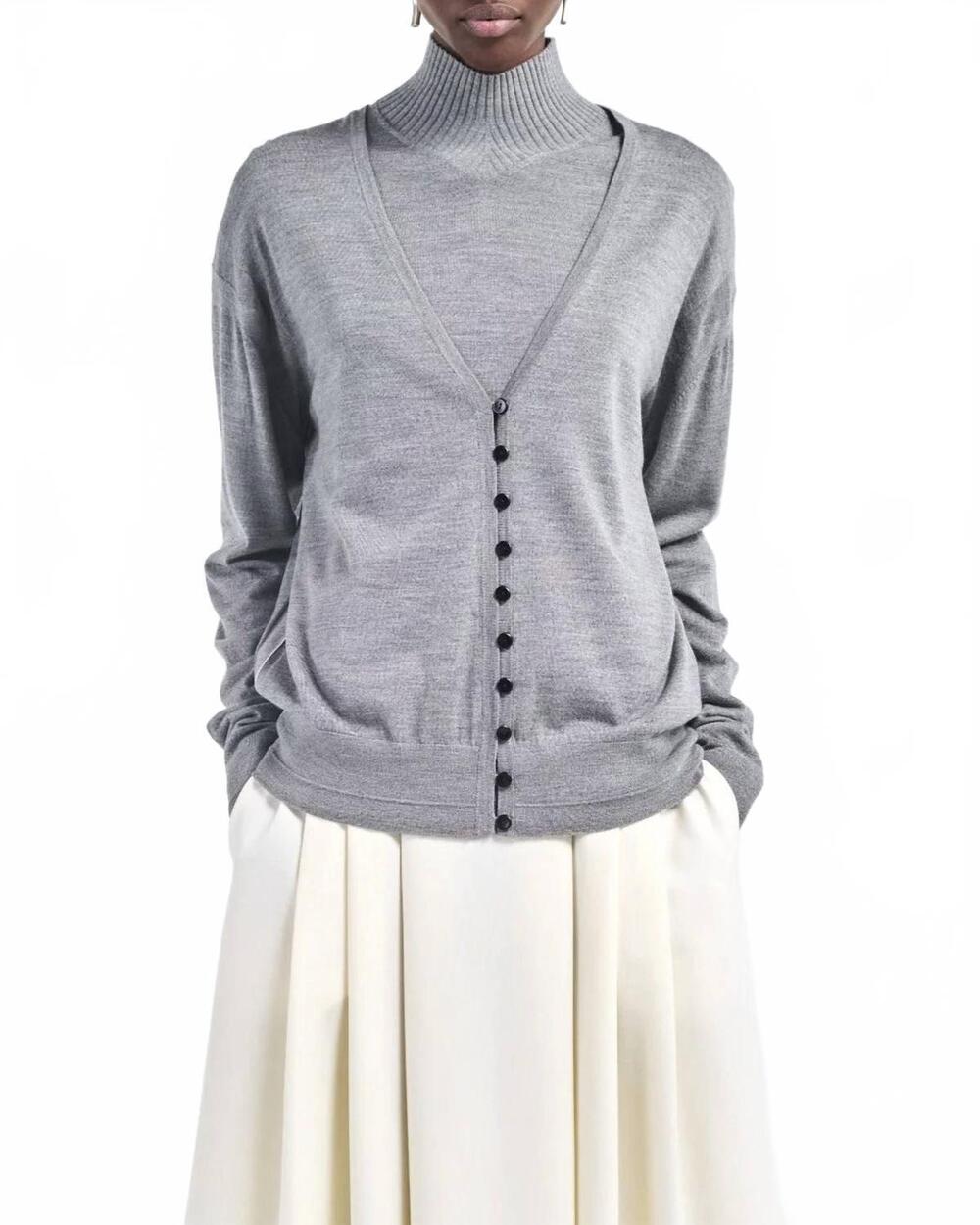 NEW MARIA MCMANUS women's button v cardigan in heather grey